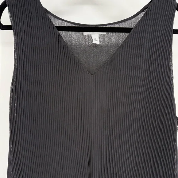 Nine West Pleated Chiffon V Neck Sleeveless Dress Lined Flowy XL Goth Flapper - Picture 4 of 13